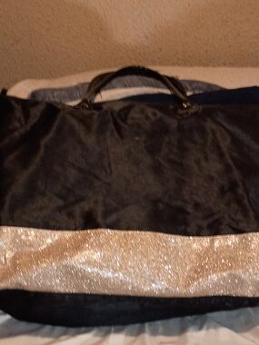 Black Tote with Sparkling Gold Band - Women